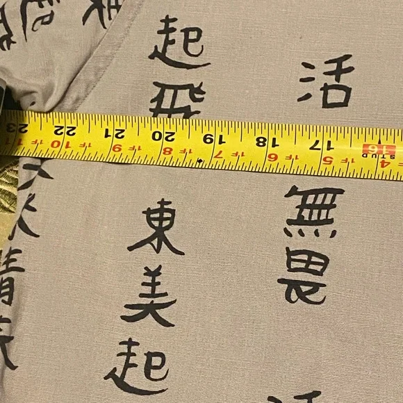 Tommy Hilfiger Grey/Cream Oriental Men's Medium Short Sleeve button down shirt - Picture 8 of 8